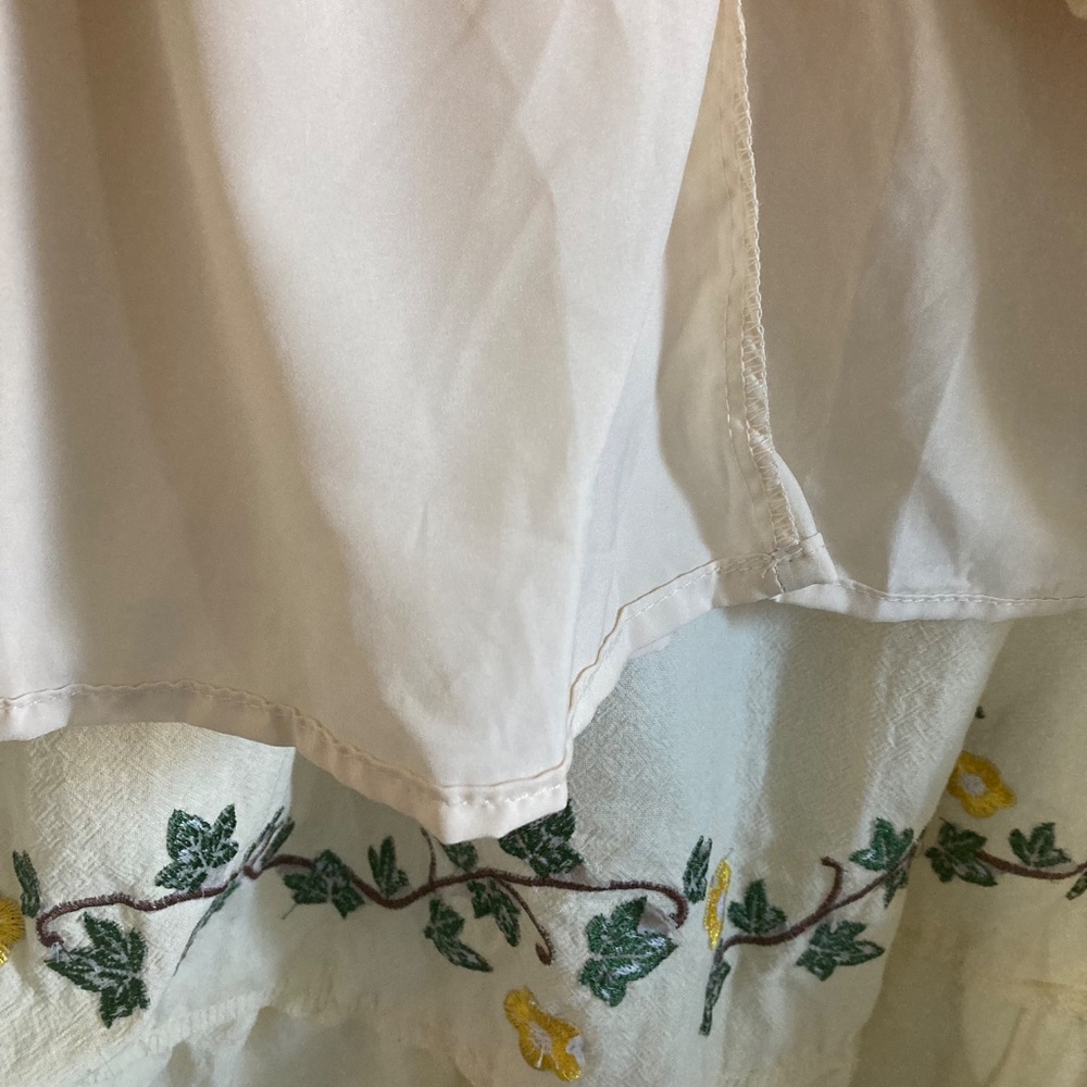 Cream Cotton Embroidered Bee and Garland Vine Square neck Dress - Picture 8 of 10